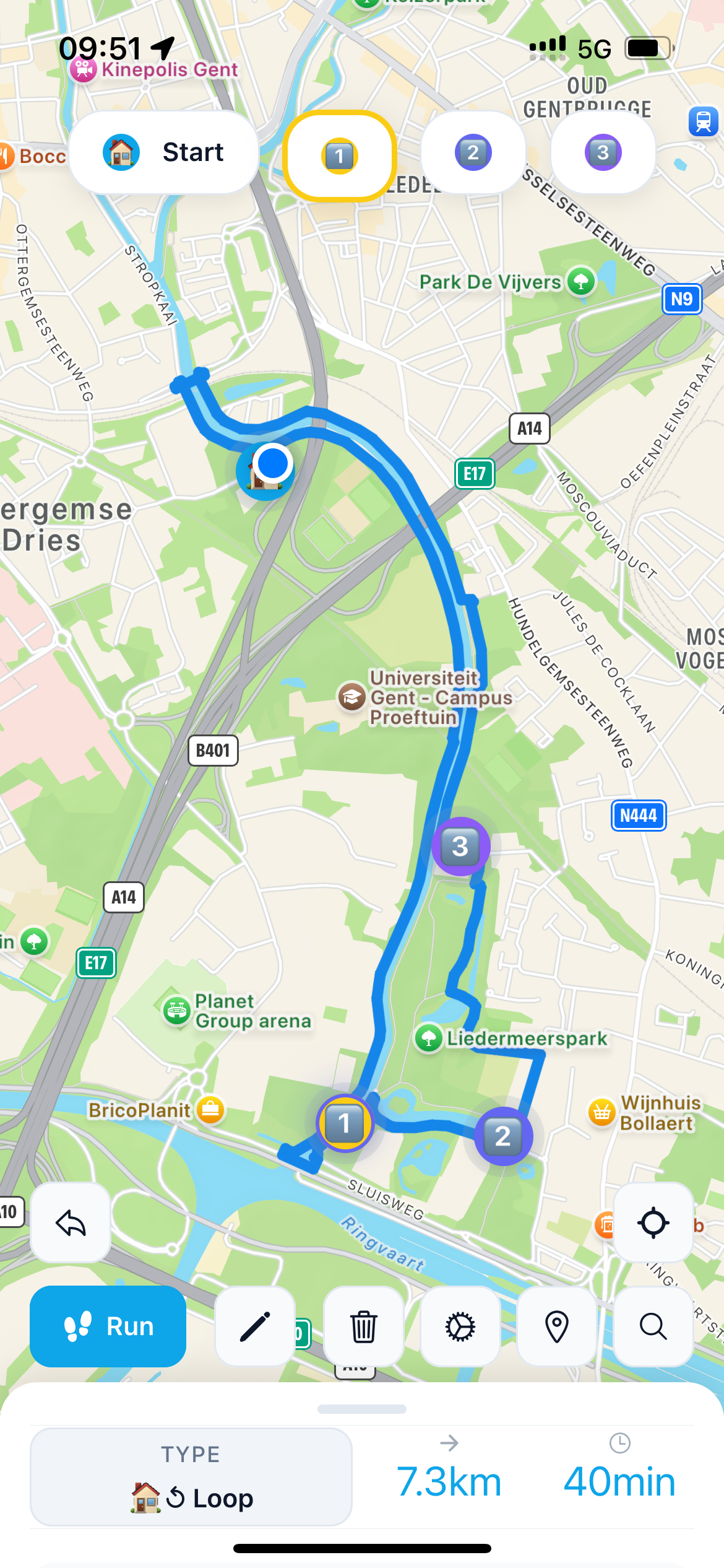 Easy Run Planner app interface