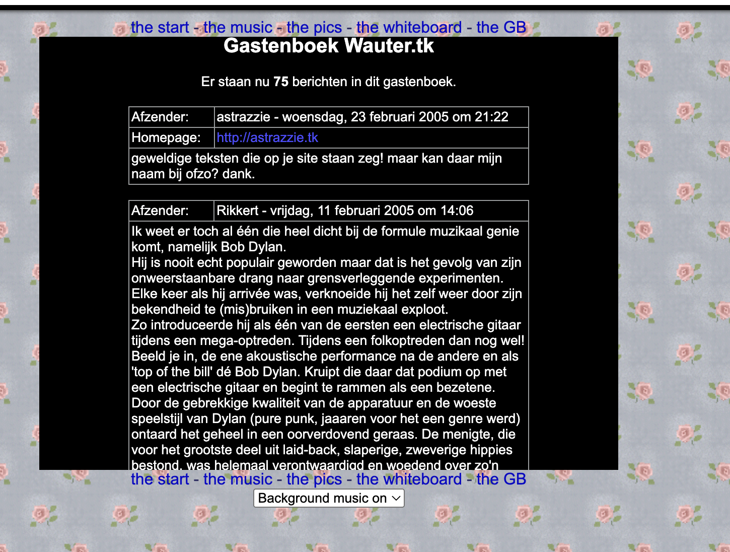 wauter.tk homepage with classic 2004 web design
