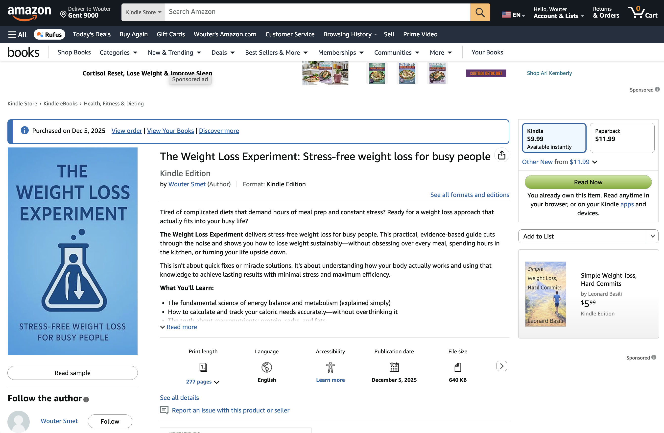 Weight Loss Experiment e-book content