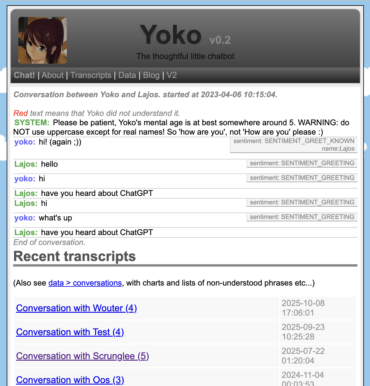 Yokobot conversation flow