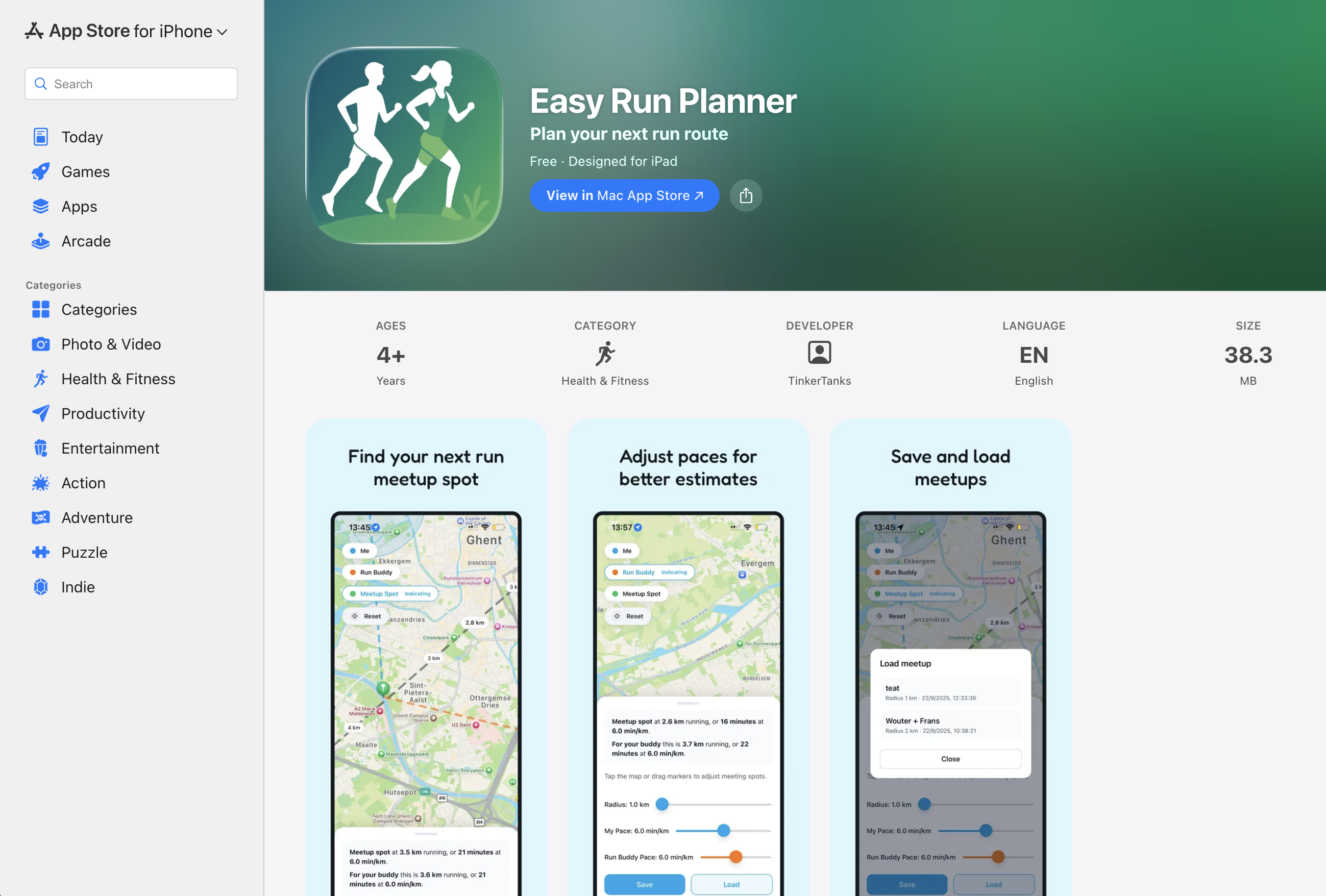 Easy Run Planner route planning